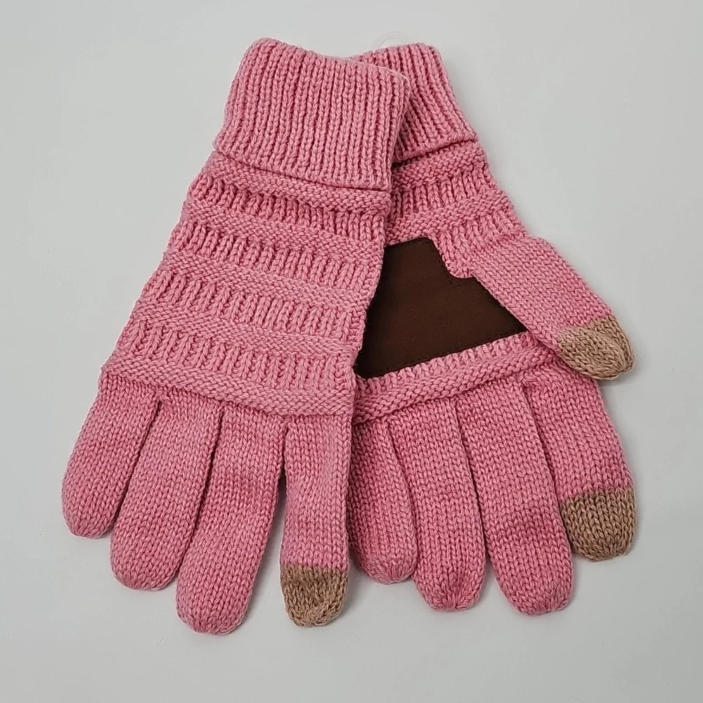 Soft Pink Knit Feminine Winter Outerwear Gloves‎ Coquette Girl Feminine Warm